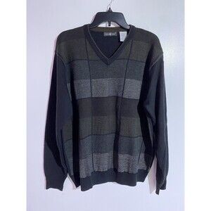 Vtg‎ Cotton Traders Sweater M Black Wool Blend Biggie Cosby Grandpacore Office